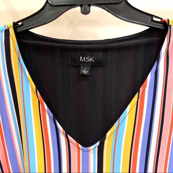 Striped MSK dress with fan sleeves - Picture 3 of 4